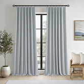 MIULEE Grayish Blue Pinch Pleated 100% Blackout Linen Curtains 108 Inch Long 2 Panels Set, Pleat Curtains with Pin Hooks, Black Out Light Blocking Room Darkening Drapes for Bedroom Living Room Window